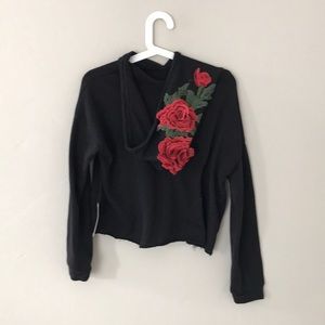 CLEAR OUT SALE! Black Embroidered crop sweater